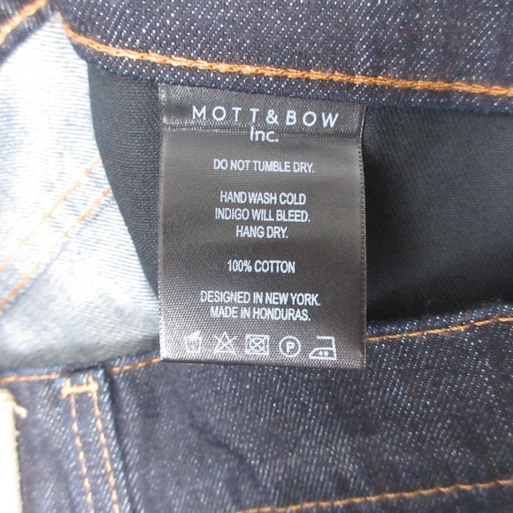 Mott & Bow Jeans Mens 32x32 Blue Slim Dark Wash Straight Zip Fly Denim Pants - Picture 9 of 11